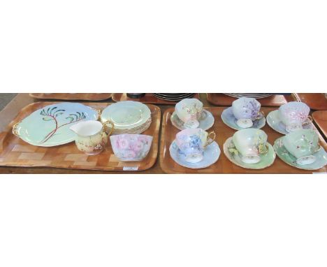 Two trays of china to include: Royal Albert English bone china floral teaware marked 'hand painted by  Heather Manners' to ba