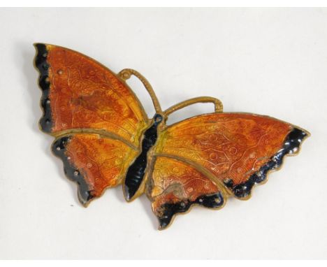 ENAMEL BROOCH. An enamelled butterfly brooch. Max. width 6.5cm.