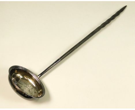 TODDY LADLE. A Georgian toddy ladle with twisted bone handle. The reverse of the bowl initialled.