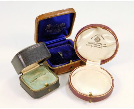 JEWELLERY BOXES. Three vintage jewellery boxes including Mappin &amp; Webb.