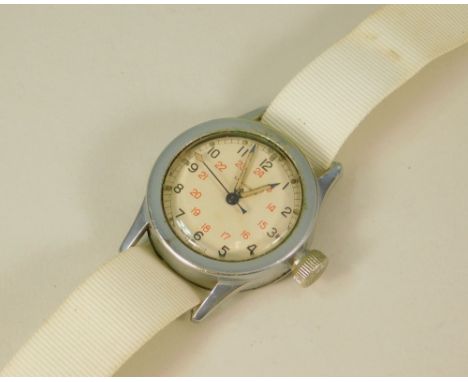LONGINES. A Longines centre seconds military wrist watch, the dial with luminescent hands, sweeps seconds hand & with two ban