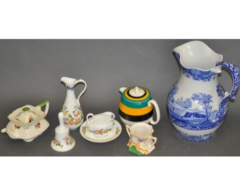 A quantity of 20th century ceramics, including a Susie Cooper  Gray's Pottery teapot, decorated in coloured bands, a Myott & 