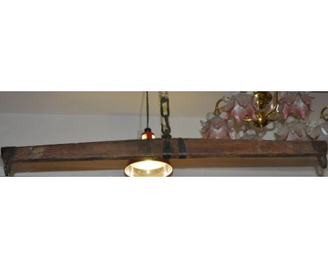 A 19th Century provincial iron mounted elm scales beam.