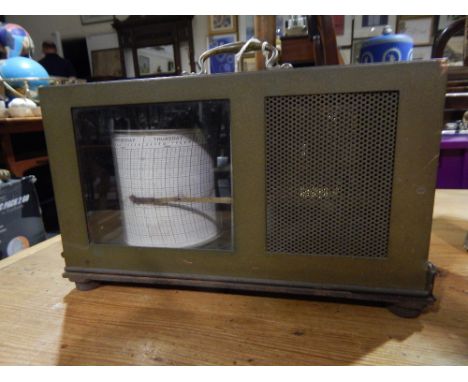 A 20th Century Darton & Co. Ltd, scientific temperature recorder  in green tin case, W. 26cm.