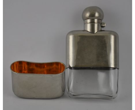 A 20th Century nickel plated hip flask with detachable cup base.