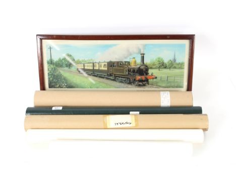 A roll of Railway Timetables and an East Anglia "Days Out By Train" poster; various British Rail posters and various reproduc