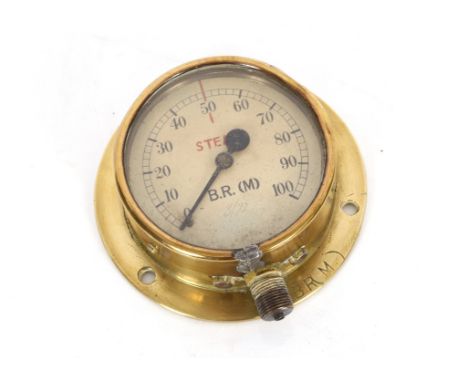 A B.R.(M) steam gauge, brass cased