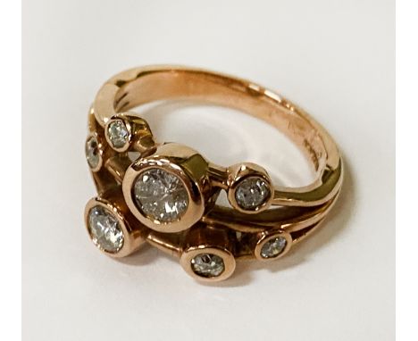 9CT YELLOW GOLD DIAMOND CLUSTER RING - TOTAL 1 CT DIAMONDS (NATURAL) - SIZE L / M