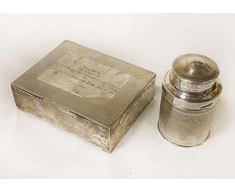 M &amp; W SILVER TEA CADDY WITH BOX - 234 GRAMS (CADDY WEIGHT) A/F