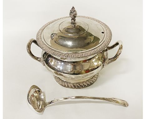 TUREEN WITH SILVER LADLE - 23 CMS (H) APPROX
