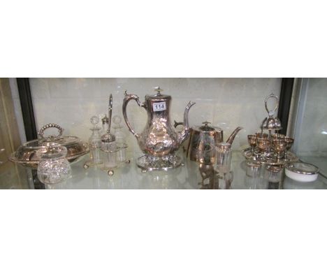 Shelf of silver plated items