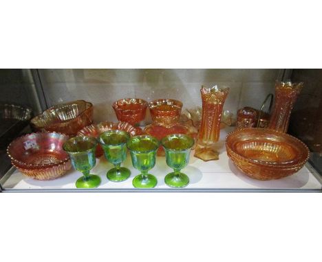 Shelf of Carnival glass