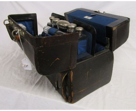 Fitted ladies travelling trunk with silver top bottles