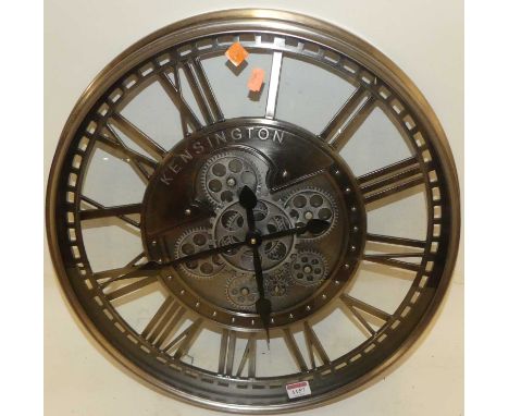 A contemporary Kensington skeletal circular metal wall clock, dia.52cm