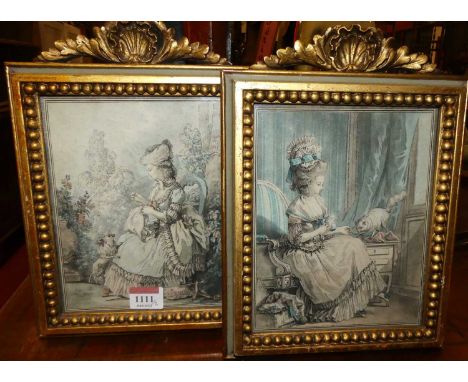 After Jean-Baptiste Huet - Pair; Le dejeuner du chat and companion, colour prints, 20 x 15.5cmCondition report: Some light di