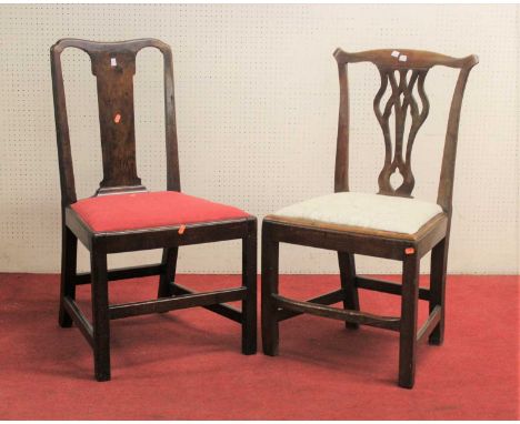 A 19th century elm Chippendale style dining chair, together with an early 19th century provincial oak splat back dining chair