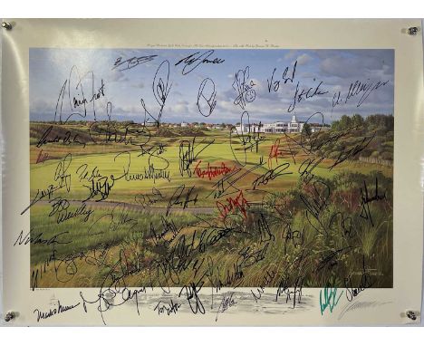 A print marked 11/50 a work by Graeme Baxter (51.5 x 70.5cm) signed by approx 60+ players from the 2008 Open to inc: Todd Ham