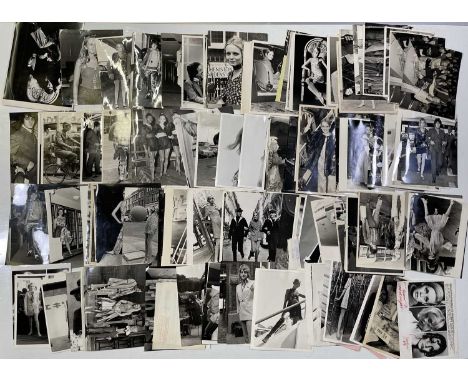Approx 184 variously sized (many c 8x10") black and white press photographs depicting Twiggy, many vintage prints with press 