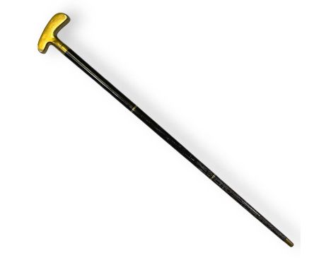 A three part Sunday stick with brass head, made by Hancock and with 'secret' compartment in head with flask and stopper.