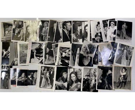 Approx 57 variously sized (many c 8x10") black and white press photographs depicting Barba Streisand, many vintage prints wit