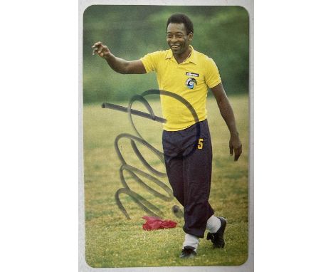 A Pele signed football greats Fax-Pax card from 1989.