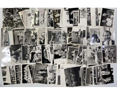 Approx 100 variously sized black and white press photographs depicting Jimmy Greaves, many vintage prints with press stamps/i