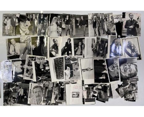 Approx 141 variously sized (many c 8x10") black and white press photographs depicting Michael Caine, many vintage prints with