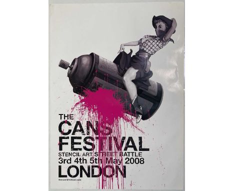 An offset lithograph poster with design by Banksy, produced for the 'Cans Festival' 2008. Measures 49.5 x 70cm. NM condition.