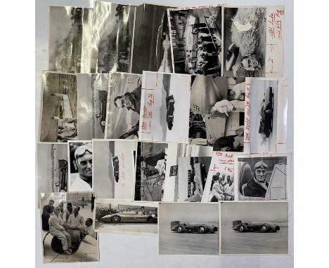 Approx 26 variously sized (many c 8x10") black and white press photographs depicting Sir Malcolm Campbell, many vintage print