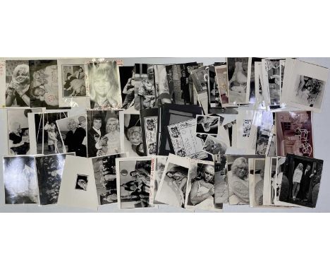 Approx 88 variously sized (many c 8x10") black and white press photographs depicting Diana Dors, many vintage prints with pre