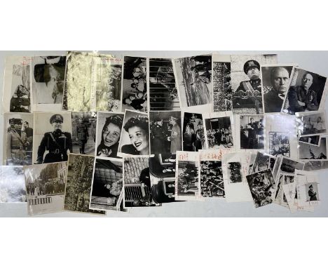 Approx 47 variously sized (many c 8x10") black and white press photographs depicting Benito Mussolini, many vintage prints wi