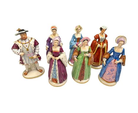 A German made set of porcelain figures, Henry VIII and six wives, possibly by Sitzendorf. Collection only.
