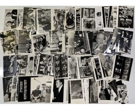 Approx 121 variously sized (many c 8x10") black and white press photographs depicting Bob Hope, many vintage prints with pres