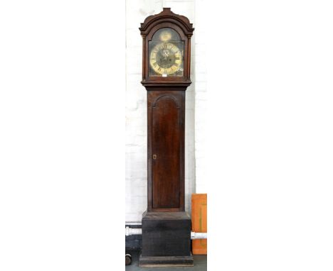 A GEORGE III OAK EIGHT DAY LONGCASE CLOCK, THE BREAK ARCHED BRASS DIAL SIGNED ON A DISC TO THE ARCH ROBT DAVY HOVETON, 227CM 