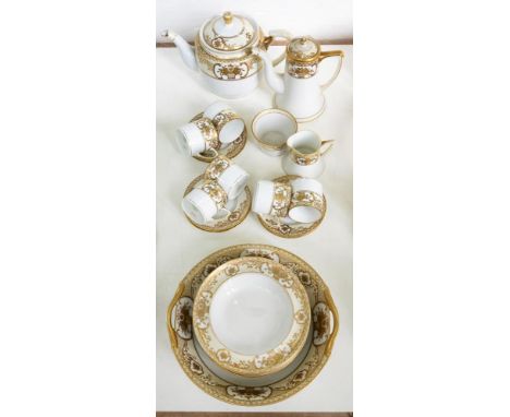 A NORITAKE GILT TEA AND COFFEE SERVICE, PRINTED MARK, C1930