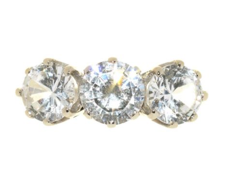 A GEM SET RING, IN GOLD MARKED 375, 3G, SIZE Q++LIGHT SCRATCHES AND WEAR CONSISTENT WITH AGE