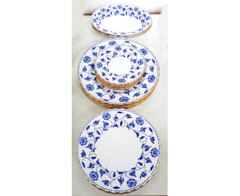 A SPODE BONE CHINA BLUE COLONEL PATTERN DINNER SERVICE, PRINTED MARK 