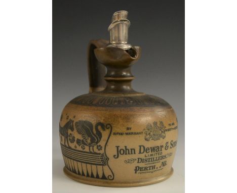 A Doulton Lambeth Silicon Ware promotional whisky decanter, produced for John Dewar &amp; Sons, Perth, decorated in the Etrus