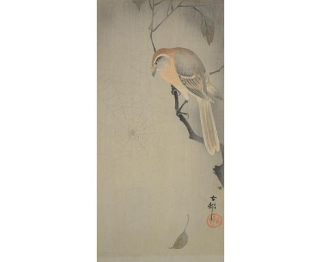 Japanese School (Meiji Period), Hawk and Spider, print, 34cm x 16.5cm  