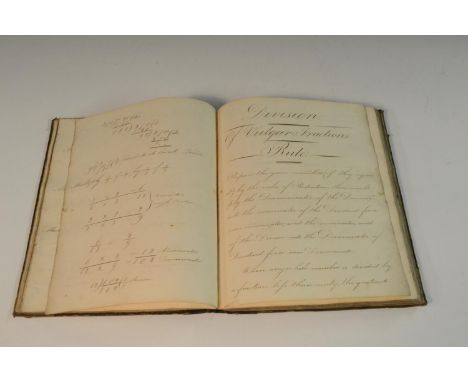 An early 19th century lady's manuscript pharmacopoeia/mathematics book, compiled and inscribed in ink MS by Sarah Sadler, [fr