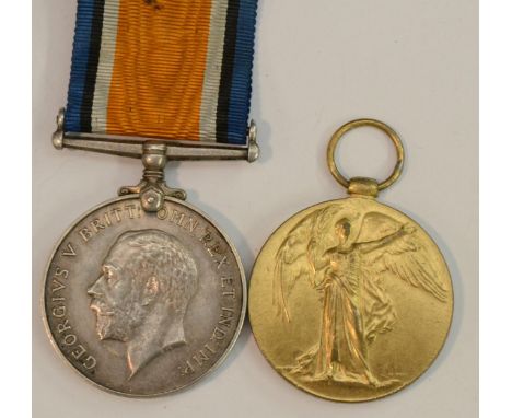 Medals, World War I, a pair, British War and Victory, named to T-4 216125 Pte J Cooper Army Service Corps, silk ribbons ensui