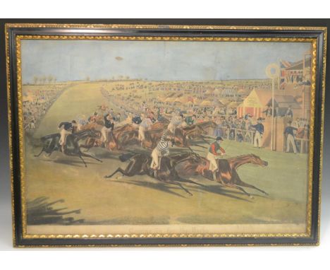 Charles Hunt, by, F C Turner, after, Coming in for the Derby, coloured print,  49.5cm x 73.5cm, published Feb.1 1852 by Barne