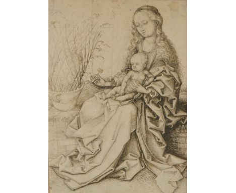 After the Old Master, Madonna and Child, monochrome print, blindstamp, 23cm x 16cm
