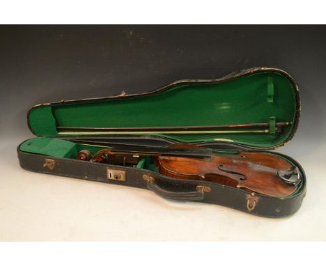 A violin, the two-piece back 36cm long excluding button, paper label inscribed Copy of Joseph Guarnerius fecit Dresden 1716, 