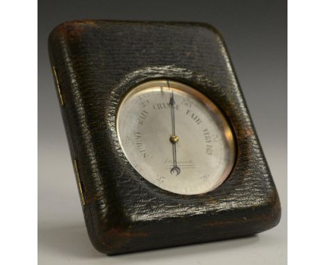 An early 20th century silvered travelling pocket aneroid barometer, 6cm dial inscribed E.B. Meyrowitz, London, Paris and New 