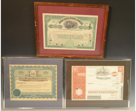 Scripophily, Share Certificates - America - Geology: North Bute Mining Company, Minnesota, 40 Shares at $15 Each, signed by m