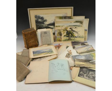 Local Interest - an archive collection of Miss F Martin, Sheffield, late 19th/early 20th century: three cloth bound sketchboo