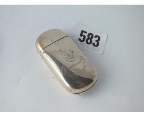 Another Victorian vesta case, engraved with cockerel crest. B'ham 1873 by R?