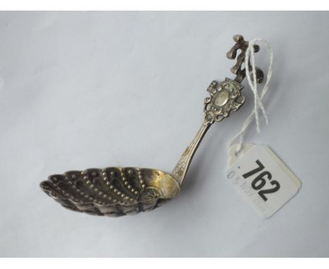 A c19 Dutch caddy spoon with shell bowl