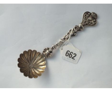 A decorative Victorian ladle with cast stem. London 1846 by TH SH?